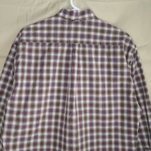 Vintage Tommy Hilfiger Button Up Shirt Long Sleeve Brown Plaid Men's Medium - Picture 9 of 11